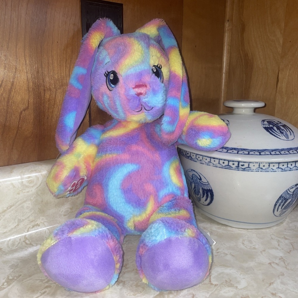 RETIRED 2017 Build A Bear Plush Color Burst Bunny Rabbit Easter Tye Dye 16" BAB